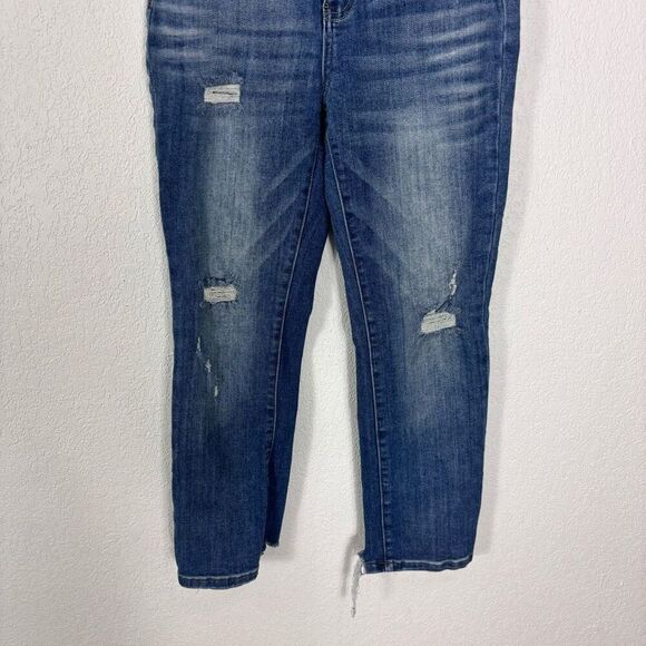 Risen Jeans High Waisted Distressed Straight Leg Jeans Women's Size 27 - Picture 4 of 8